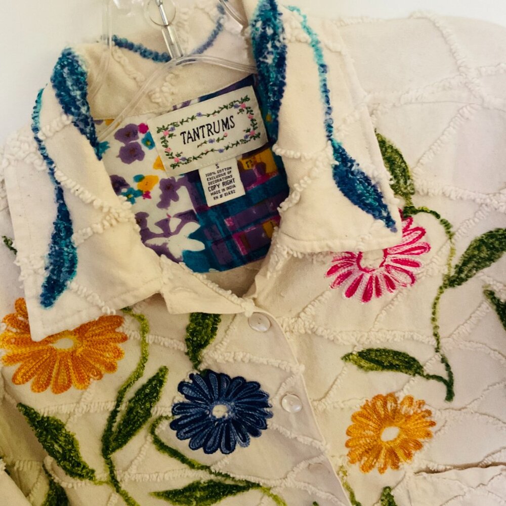 TANTRUMS Women's Vintage Embroidered Chenille Jacket EUC Size S